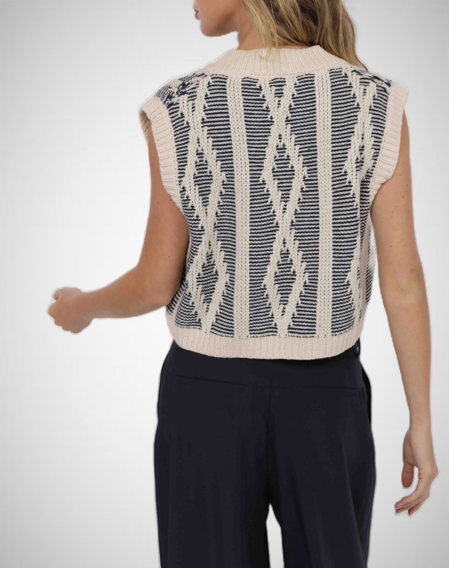 Macy Two Tone Cable Knit Sweater Vest (8343074111696)