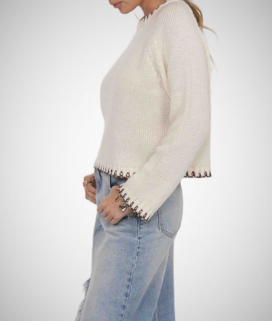 Reyna Contrast Stitch Detail Sweater (8343074210000)