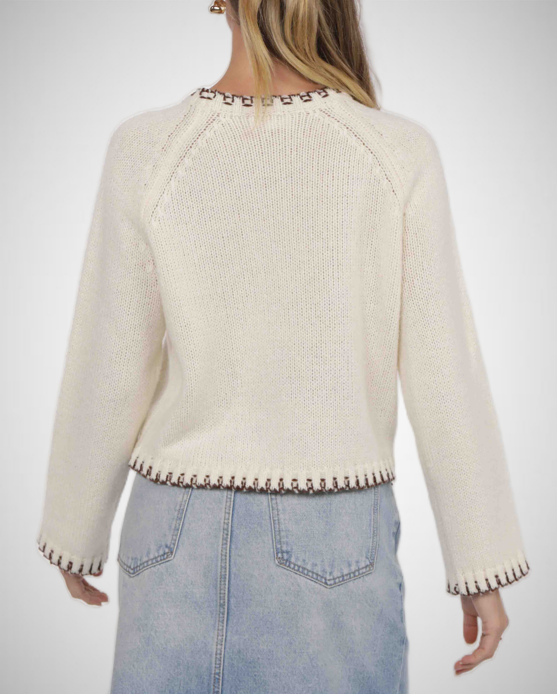 Reyna Contrast Stitch Detail Sweater (8343074210000)
