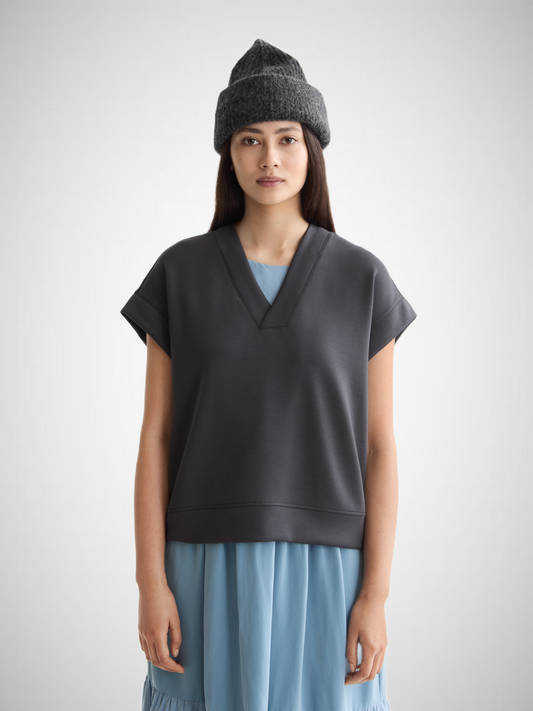 V-Neck Sleeveless Modal Sweatshirt (8297651601616)