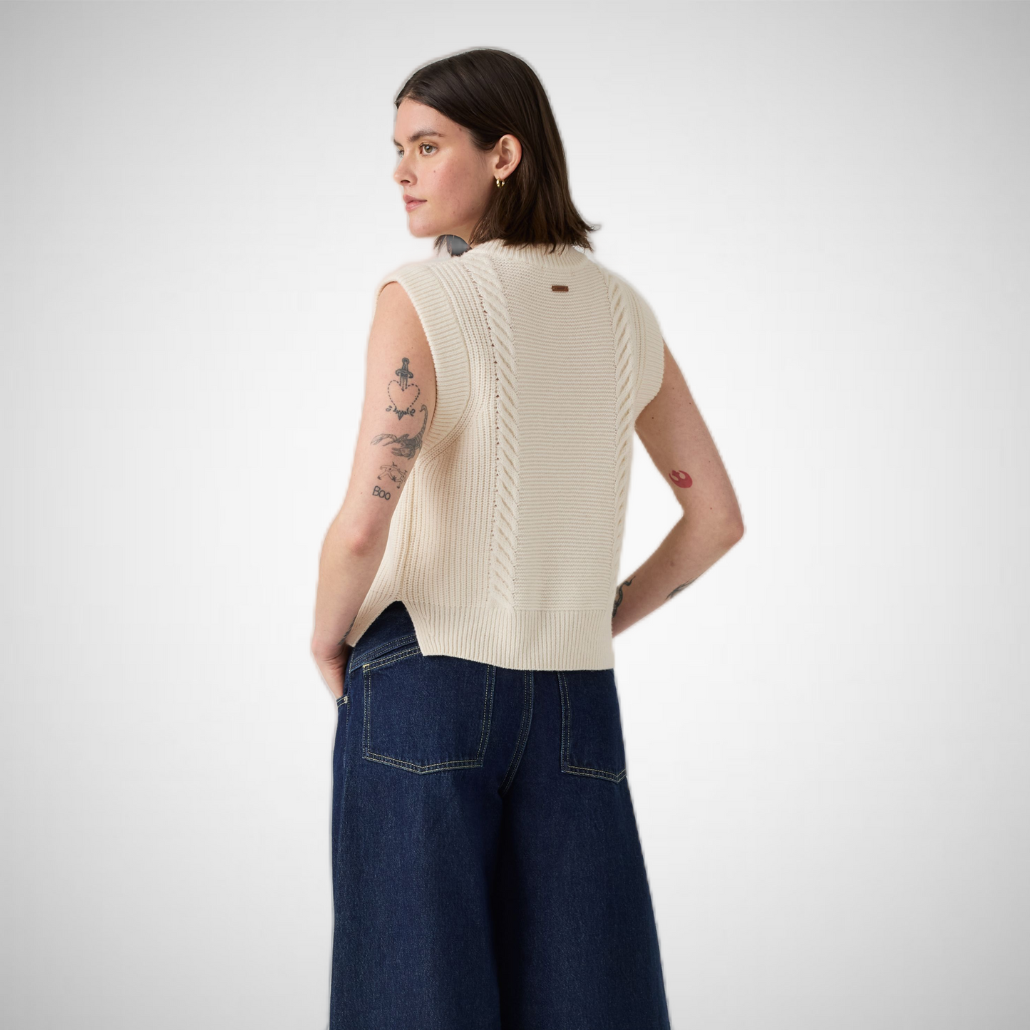 Ines Cable Sweater Vest Mid Heather Gray (8344767561936)