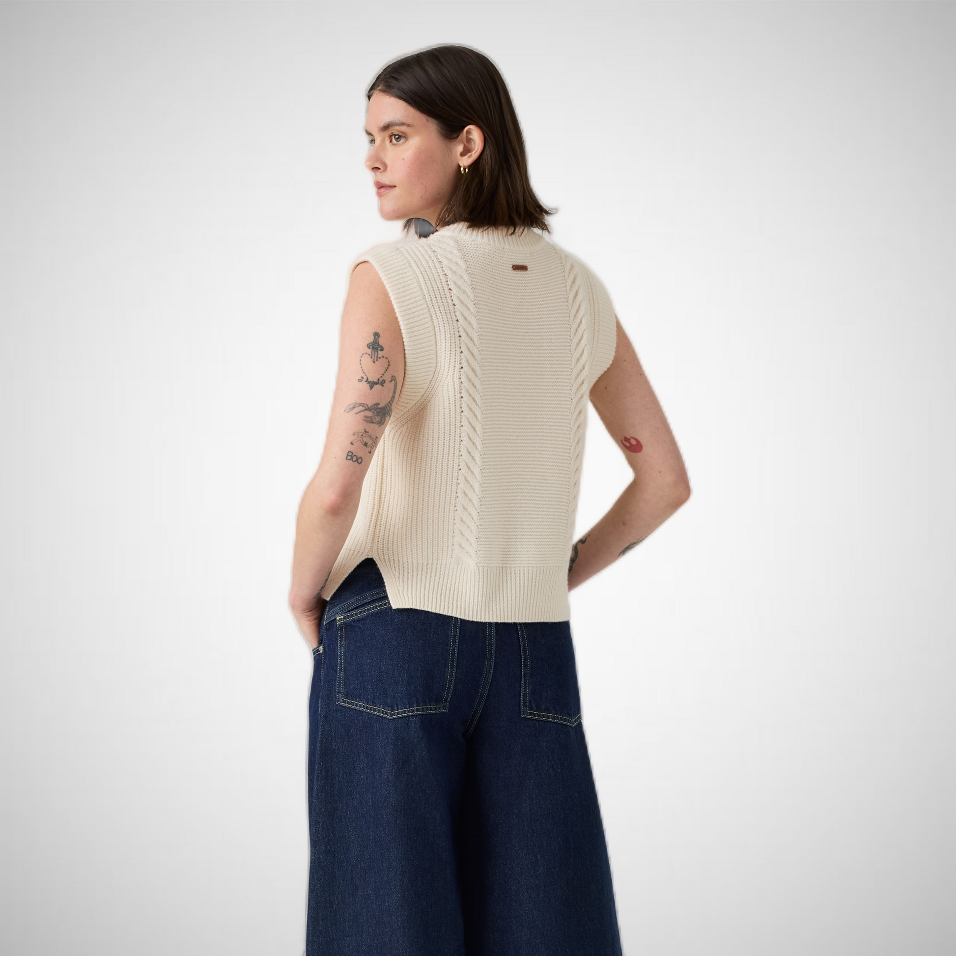 Ines Cable Sweater Vest Mid Heather Gray (8344767561936)