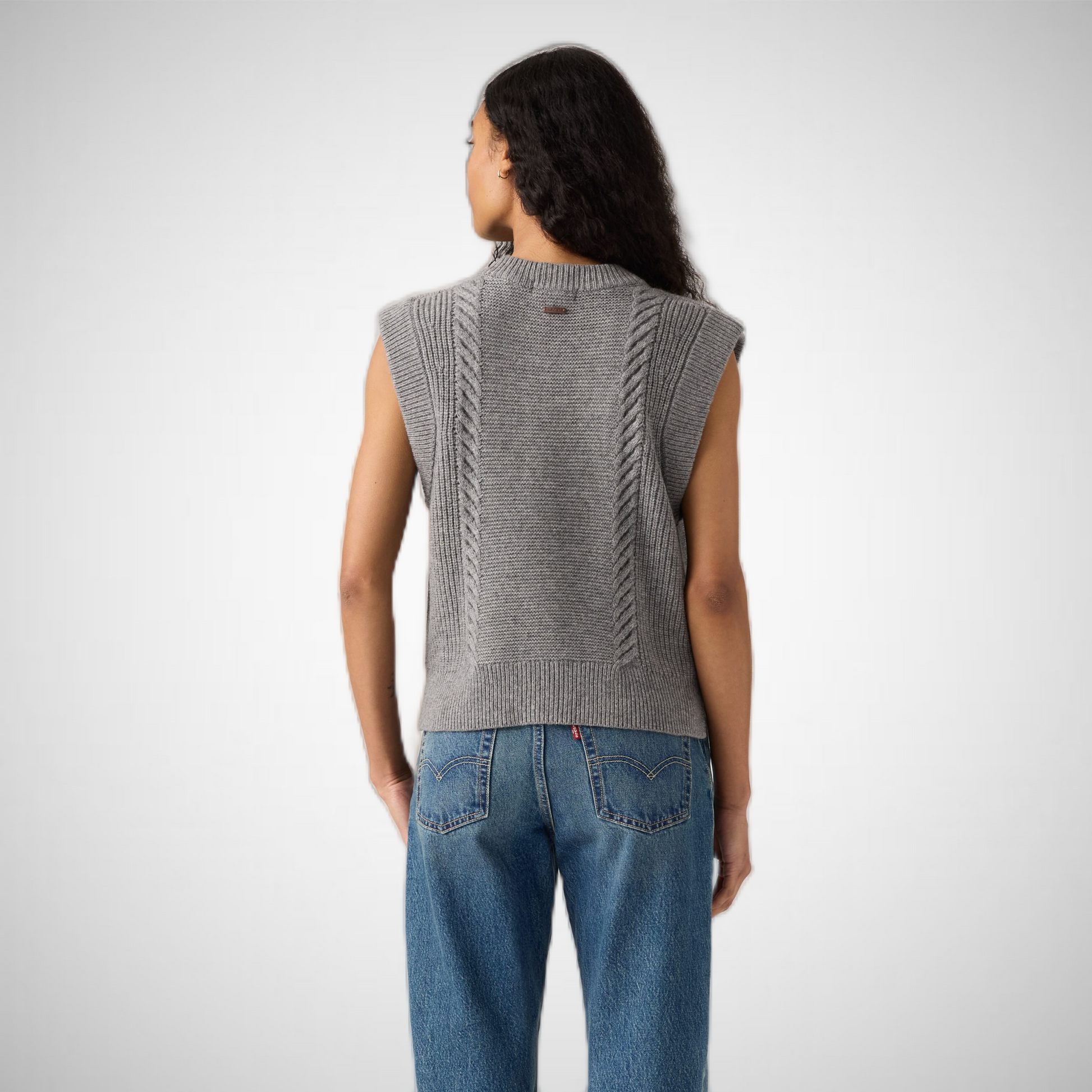 Ines Cable Sweater Vest Mid Heather Gray (8344767561936)