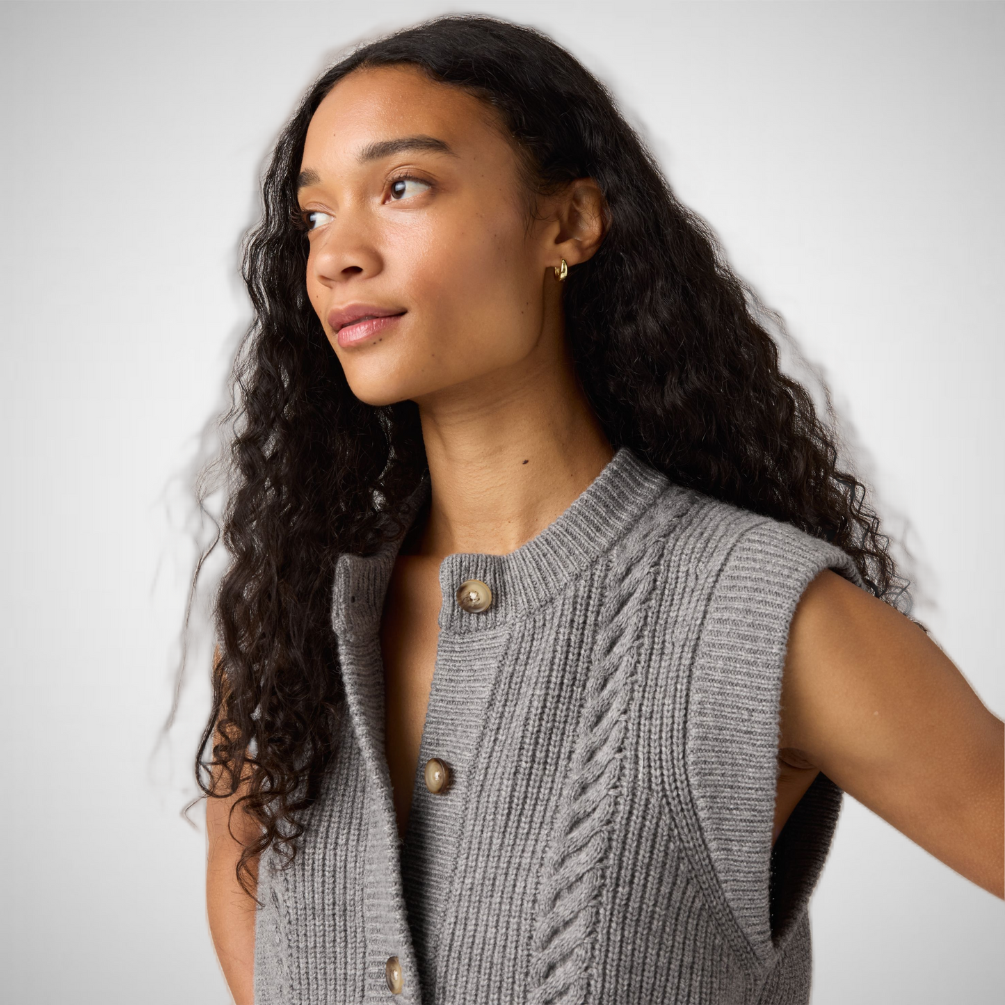 Ines Cable Sweater Vest Mid Heather Gray (8344767561936)