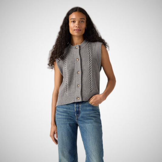Ines Cable Sweater Vest Mid Heather Gray (8344767561936)