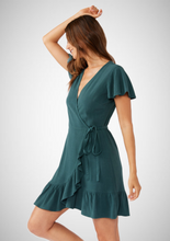 Load image into Gallery viewer, Flutter Sleeve Wrap Mini Dress (8261796069584)
