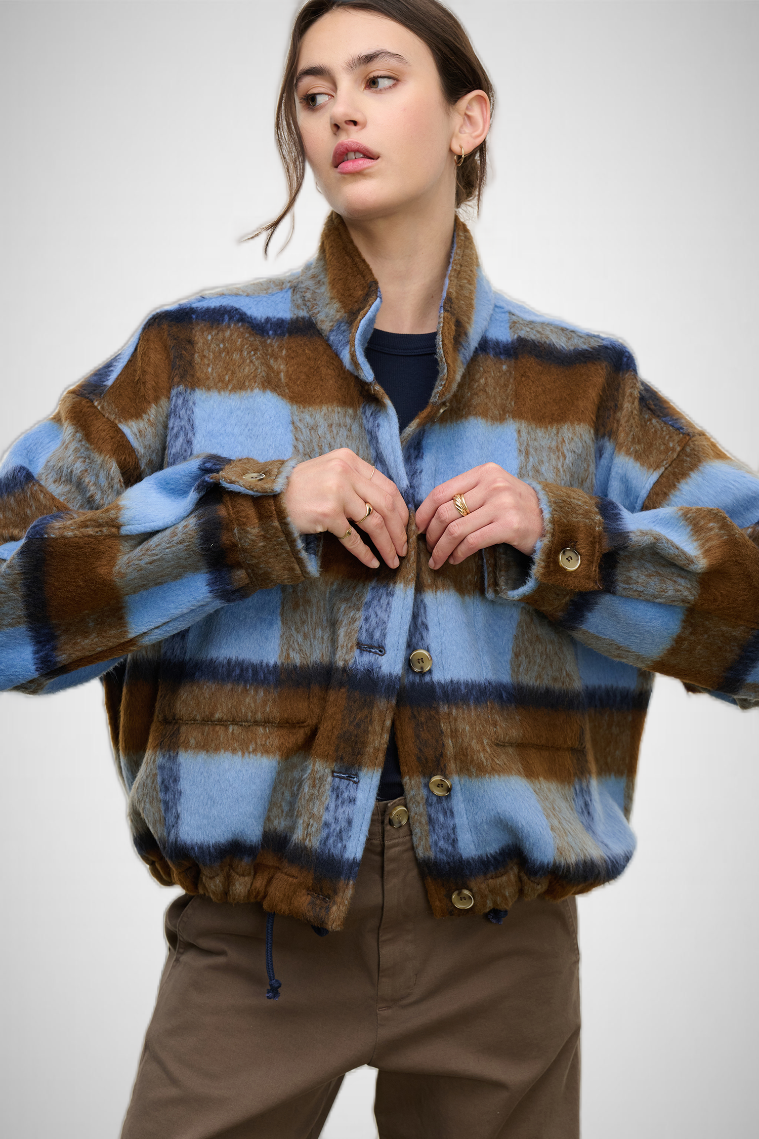 Brushed Plaid Jacket (8332380078288)