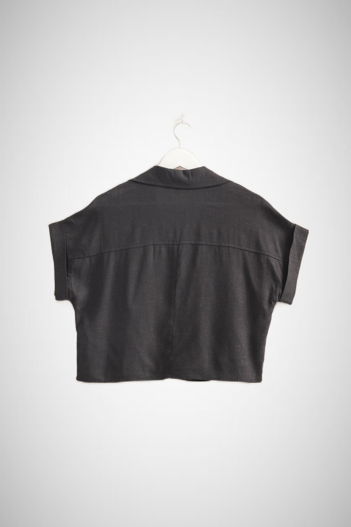 V-Neck Short Sleeve Linen Top (8268850790608)