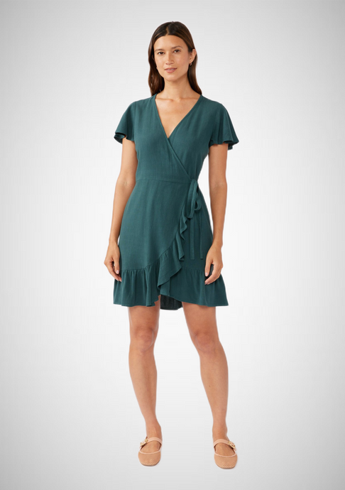 Flutter Sleeve Wrap Mini Dress (8261796069584)