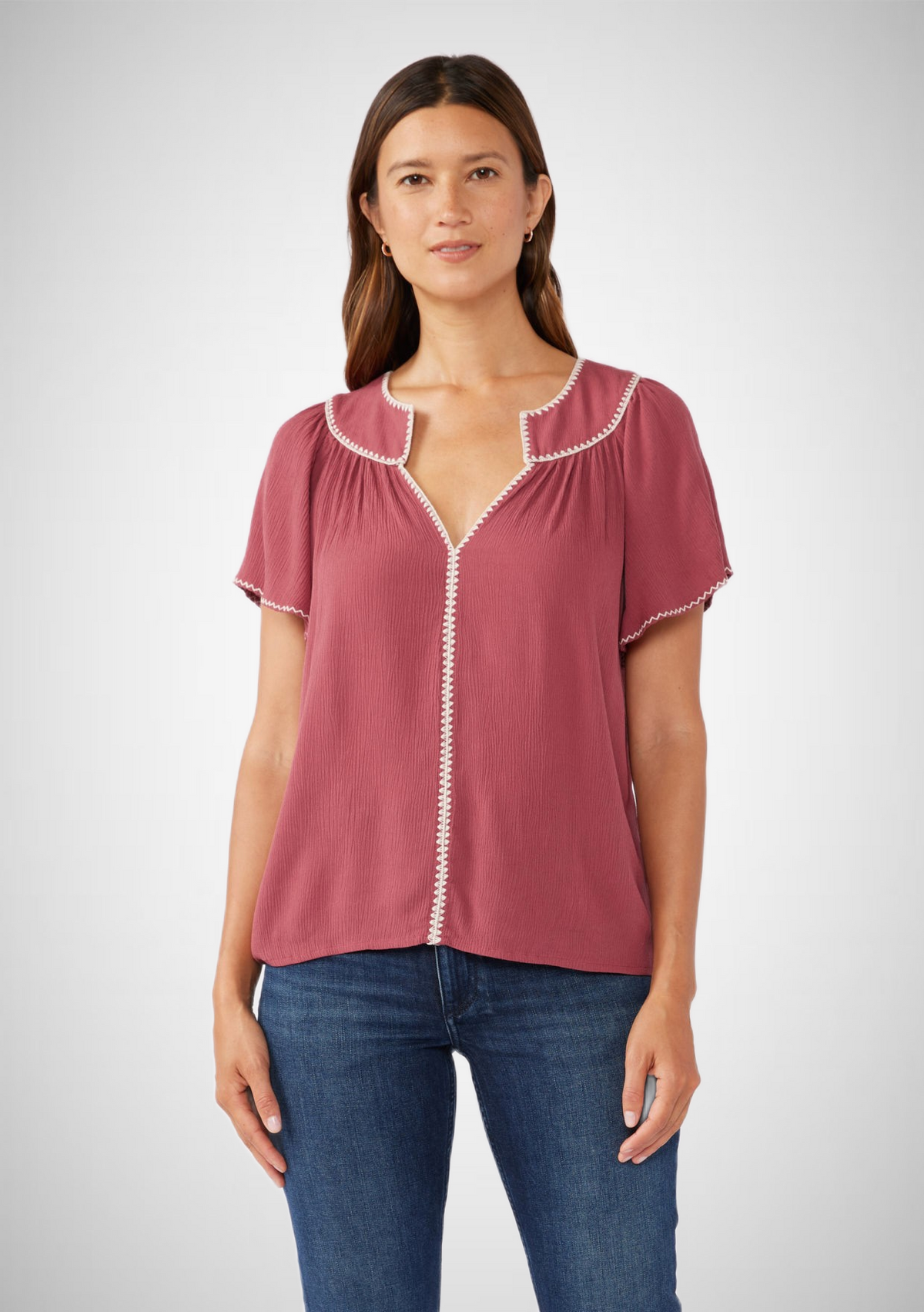 Embroidered Flutter Sleeve Top (8261795938512)