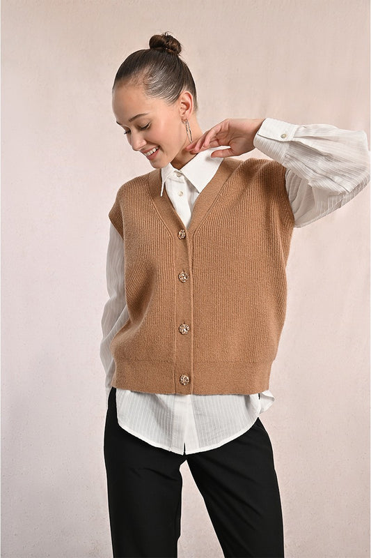 Knitted Sleeveless Cardigan (8345880821968)