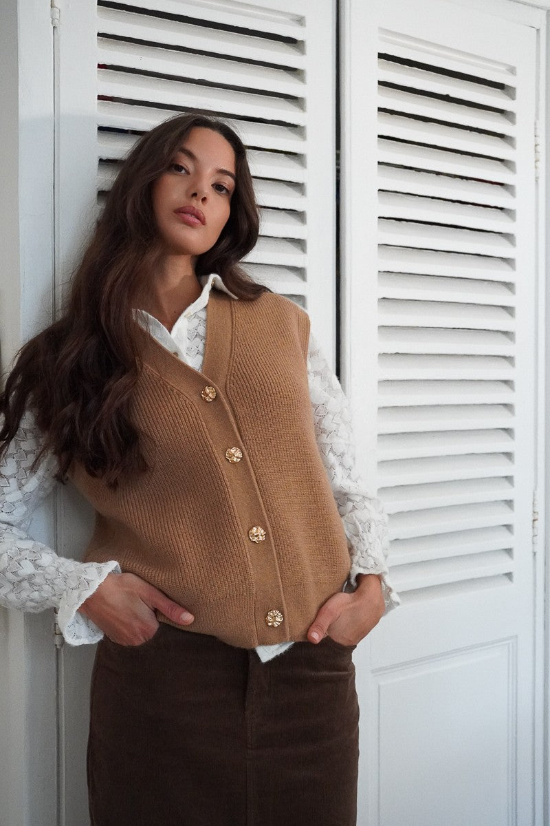 Knitted Sleeveless Cardigan (8345880821968)