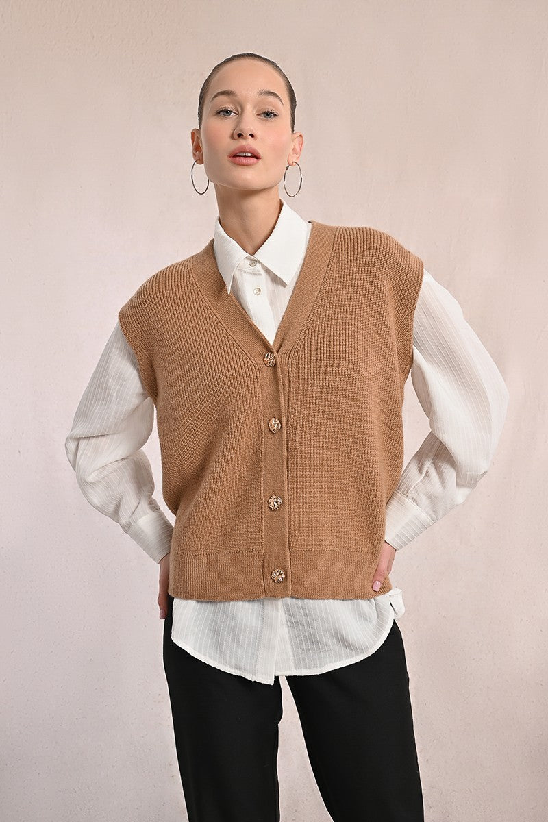 Knitted Sleeveless Cardigan (8345880821968)