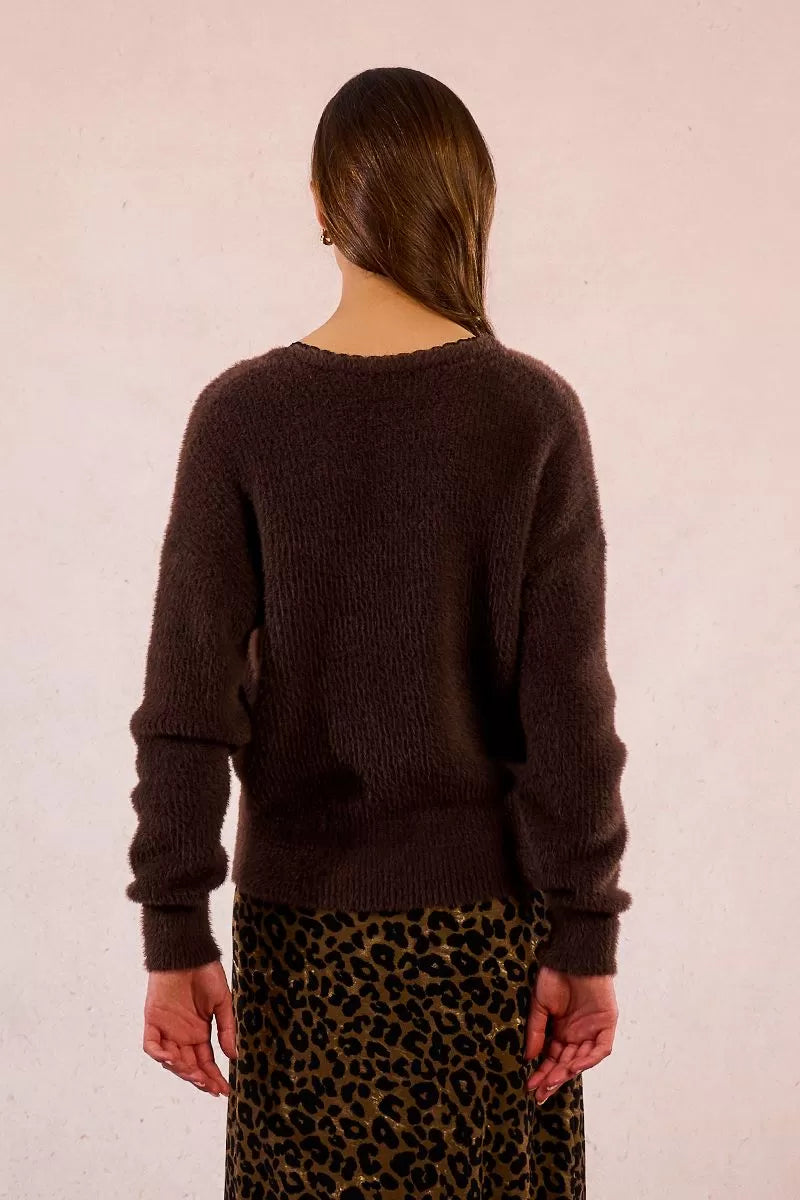 Lace-Up V-Neck Sweater (8345880264912)