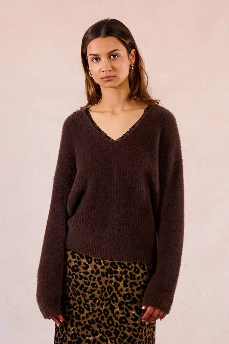 Lace-Up V-Neck Sweater (8345880264912)