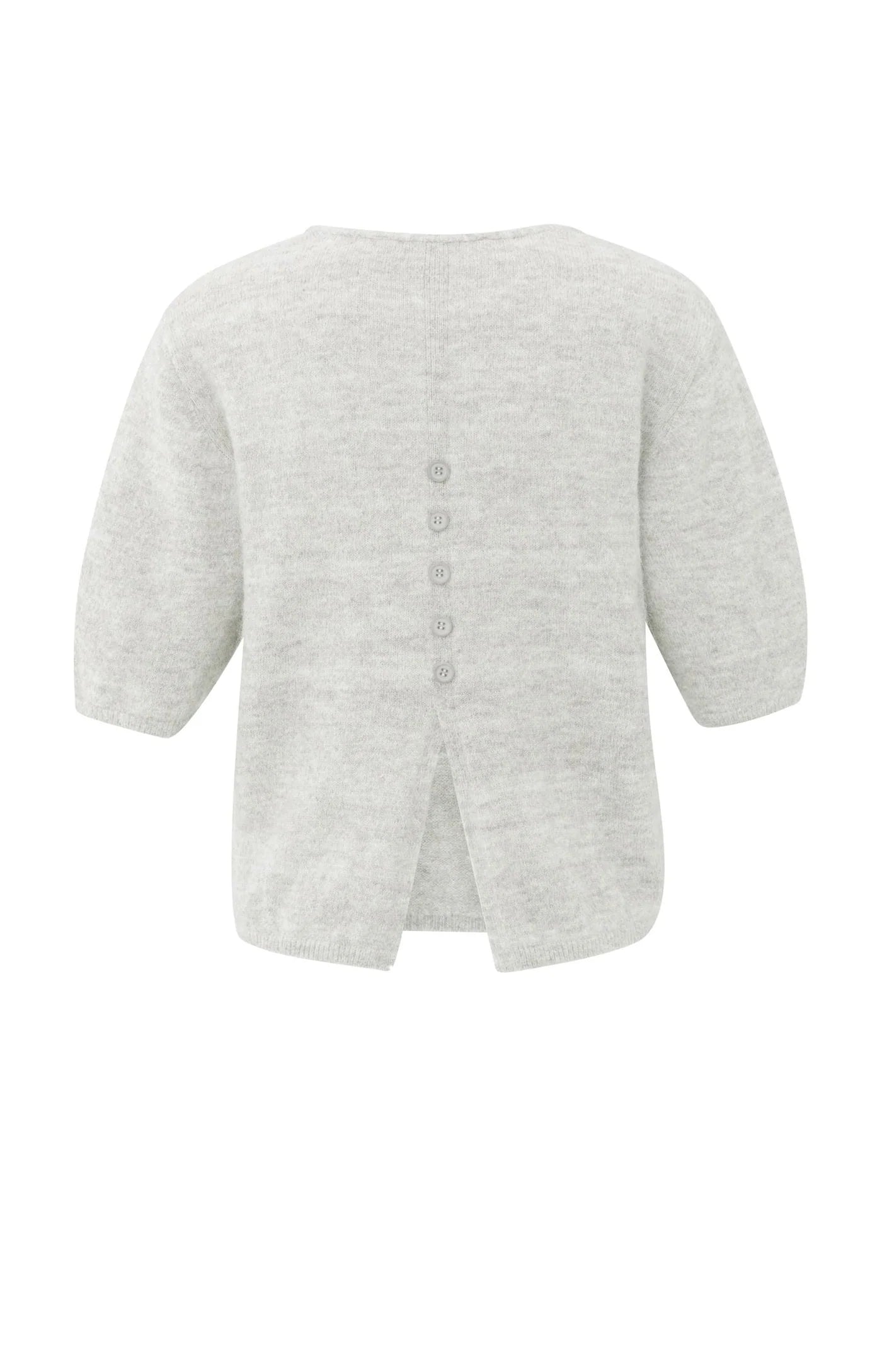 V-Neck Short Sleeve Sweater In Melange Yarn