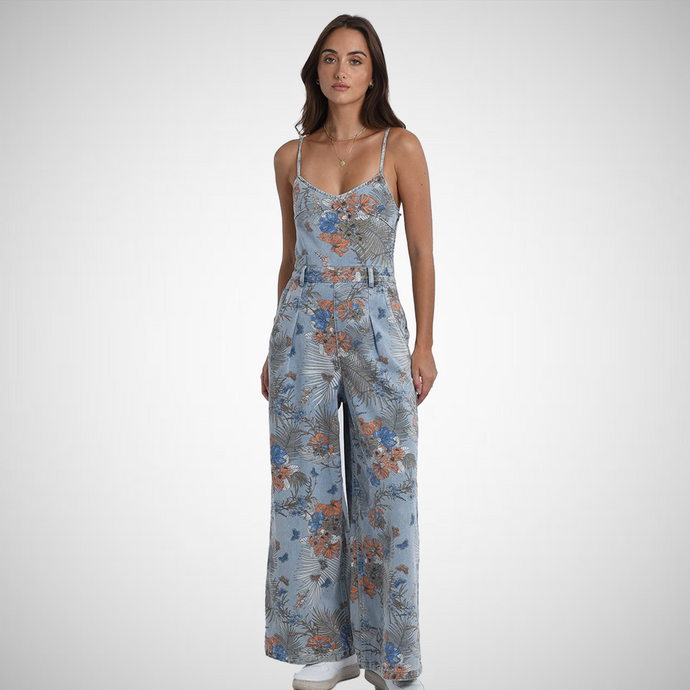 Printed Denim Jumpsuit (7892100808912)