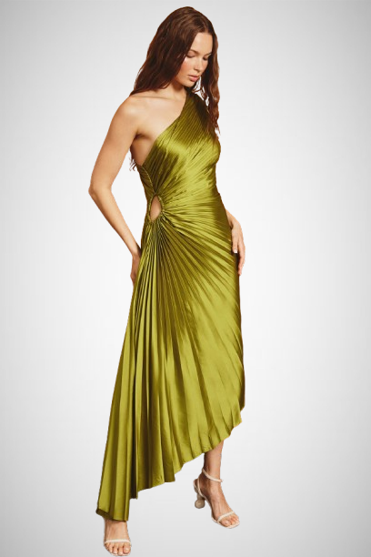 Asymmetrical Pleated Maxi Dress (8160306200784)