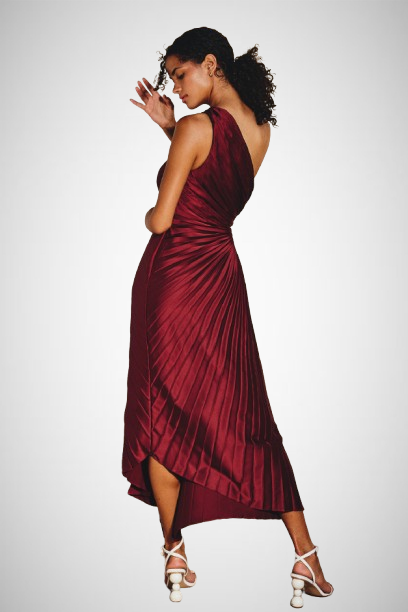 Asymmetrical Pleated Maxi Dress (8160618447056)