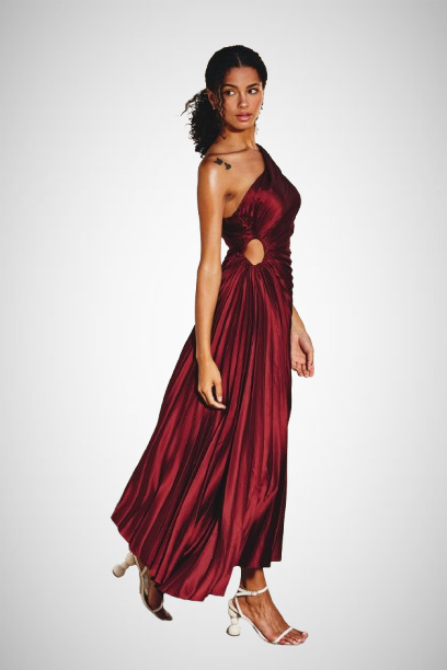 Asymmetrical Pleated Maxi Dress (8160618447056)