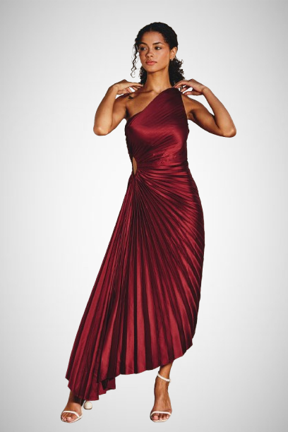 Asymmetrical Pleated Maxi Dress (8160618447056)