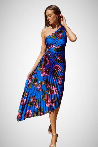 Asymmetrical Pleated Maxi Dress (8160618479824)