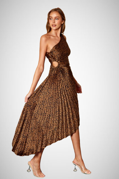 Asymmetrical Pleated Maxi Dress (8160609566928)
