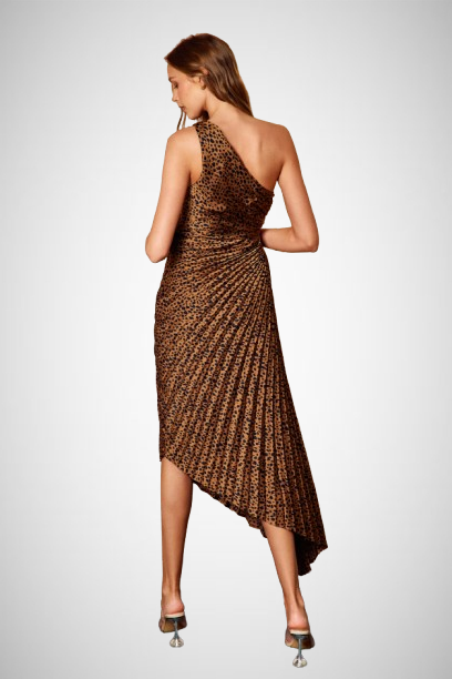 Asymmetrical Pleated Maxi Dress (8160609566928)