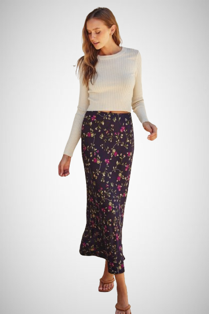 Satin Pull On Maxi Skirt (8160609665232)