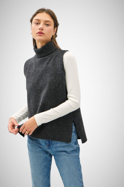 Wool Blend Turtleneck Sweater Vest (8162071019728)