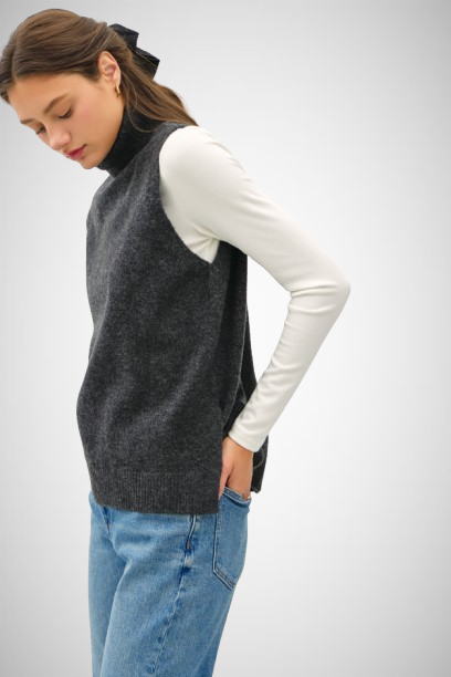 Wool Blend Turtleneck Sweater Vest (8162071019728)
