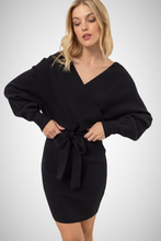 Charger l&#39;image dans la galerie, Knit Surplice Belted Mini Dress (8163195125968)
