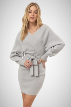 Charger l&#39;image dans la galerie, Knit Surplice Belted Mini Dress (8163195125968)
