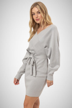 Charger l&#39;image dans la galerie, Knit Surplice Belted Mini Dress (8163195125968)
