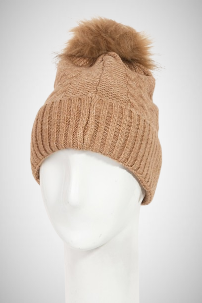 Crochet Knit Pompom Beanie (8163187130576)