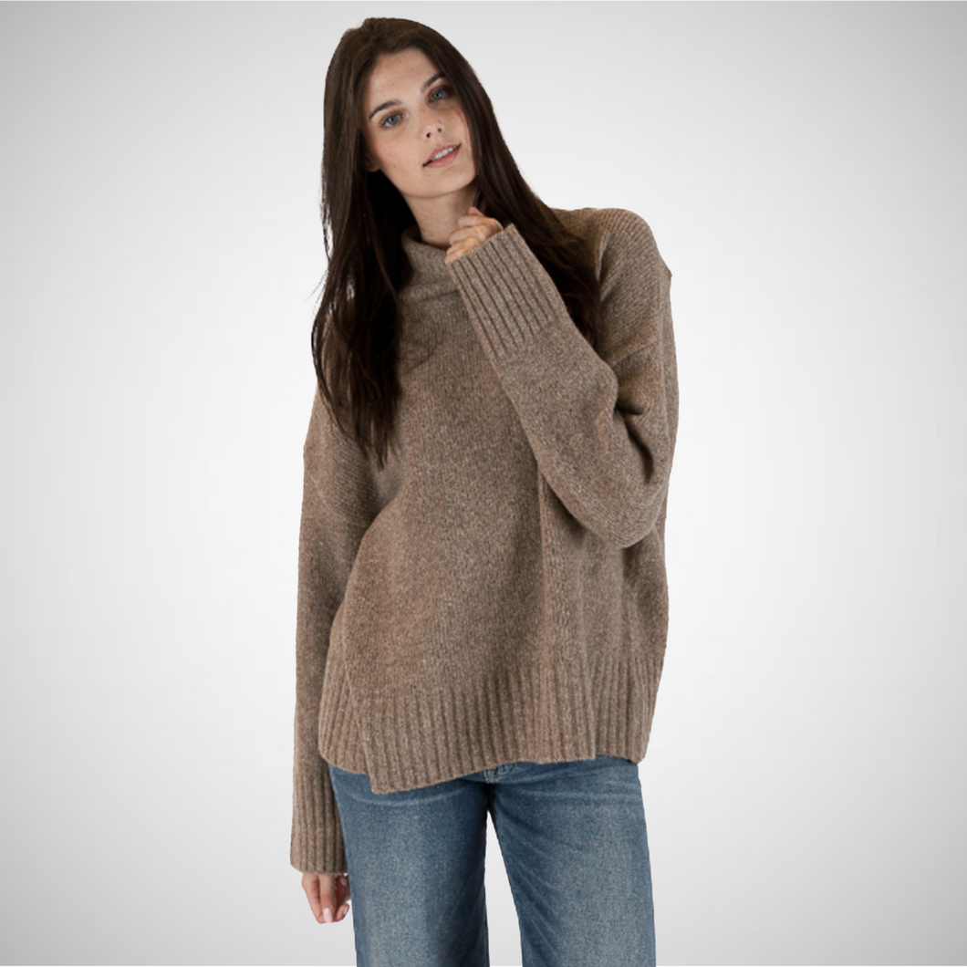 Eco Mock Neck Long Sweater (7941128454352)