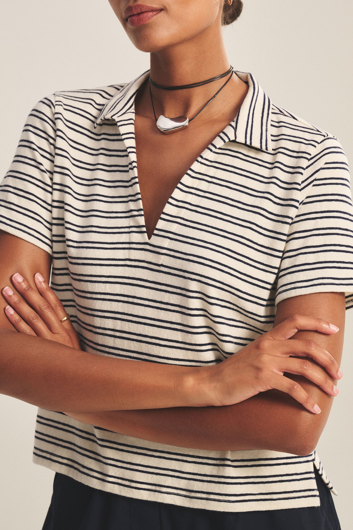 Haut en jersey rayé teint en fil