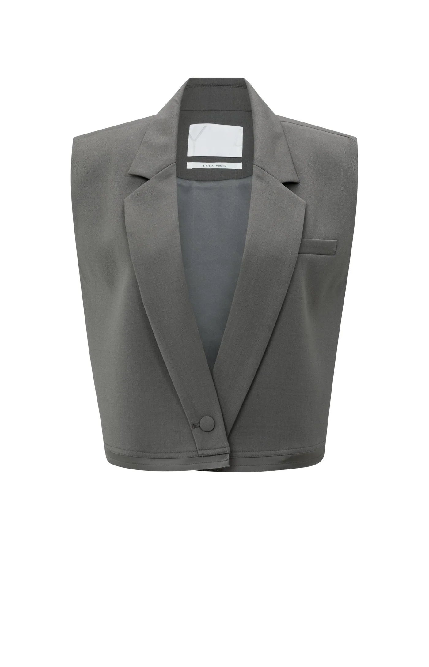 Woven Short Sleeveless Blazer With Double Layer Effect