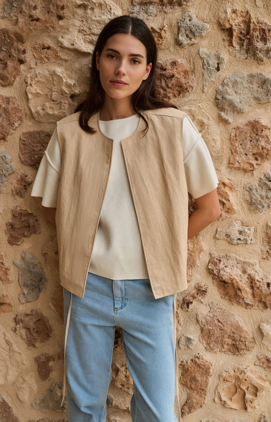Woven Oversized Sleeveless Vest