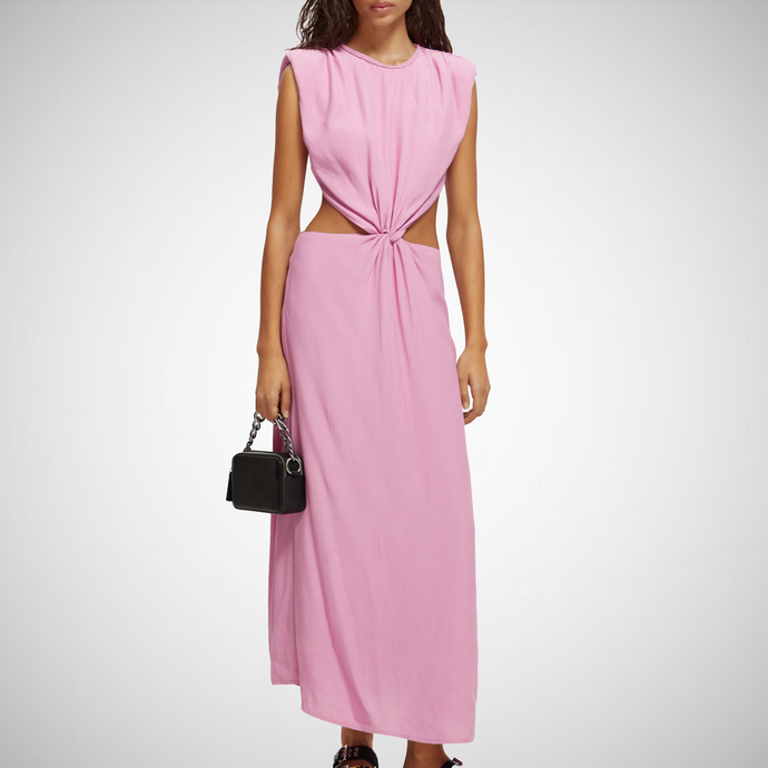 Draped Structured Shoulder Dress (7907128213712)