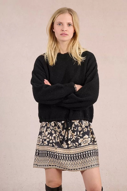 Sweatshirt-Style Knitted Sweater with Lace Edge (8345880395984)