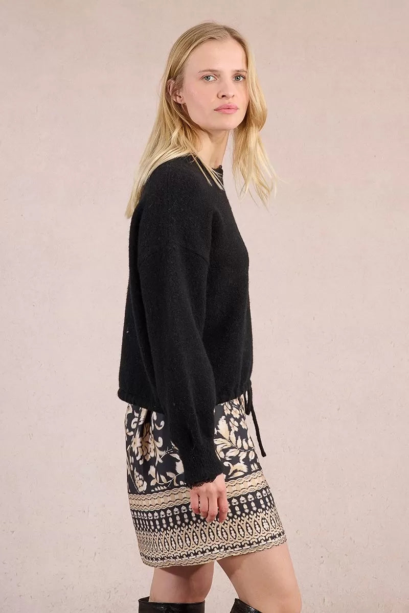 Sweatshirt-Style Knitted Sweater with Lace Edge (8345880395984)