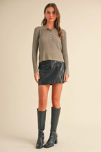 Load image into Gallery viewer, Metallic Half Button Collared Knitted Top (8160632930512)
