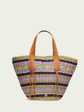 Load image into Gallery viewer, Striped straw tote bag (7907129065680)
