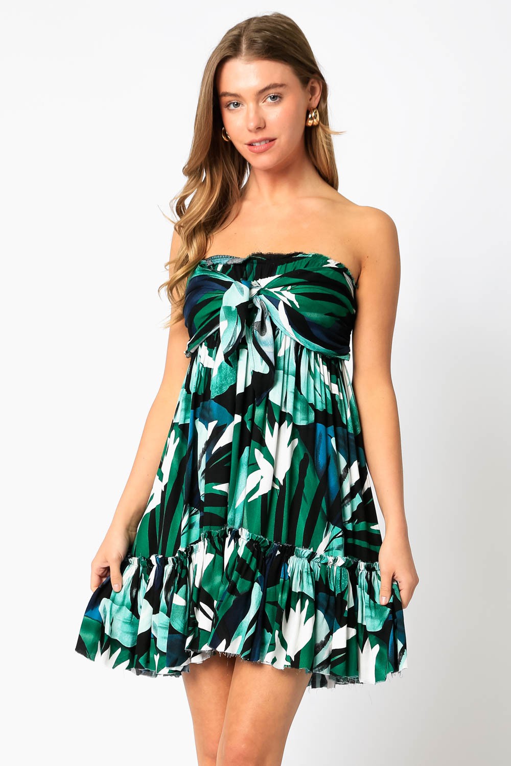 OLIVACEOUS - Green Multicolor Dress with Halter Top (2colors) (7346528157904)