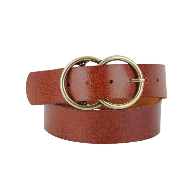 Double Circle Buckle Leather Belt (7332756324560)