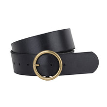 Load image into Gallery viewer, Brass-Toned Ring Buckle Leather Belt (7332757536976)
