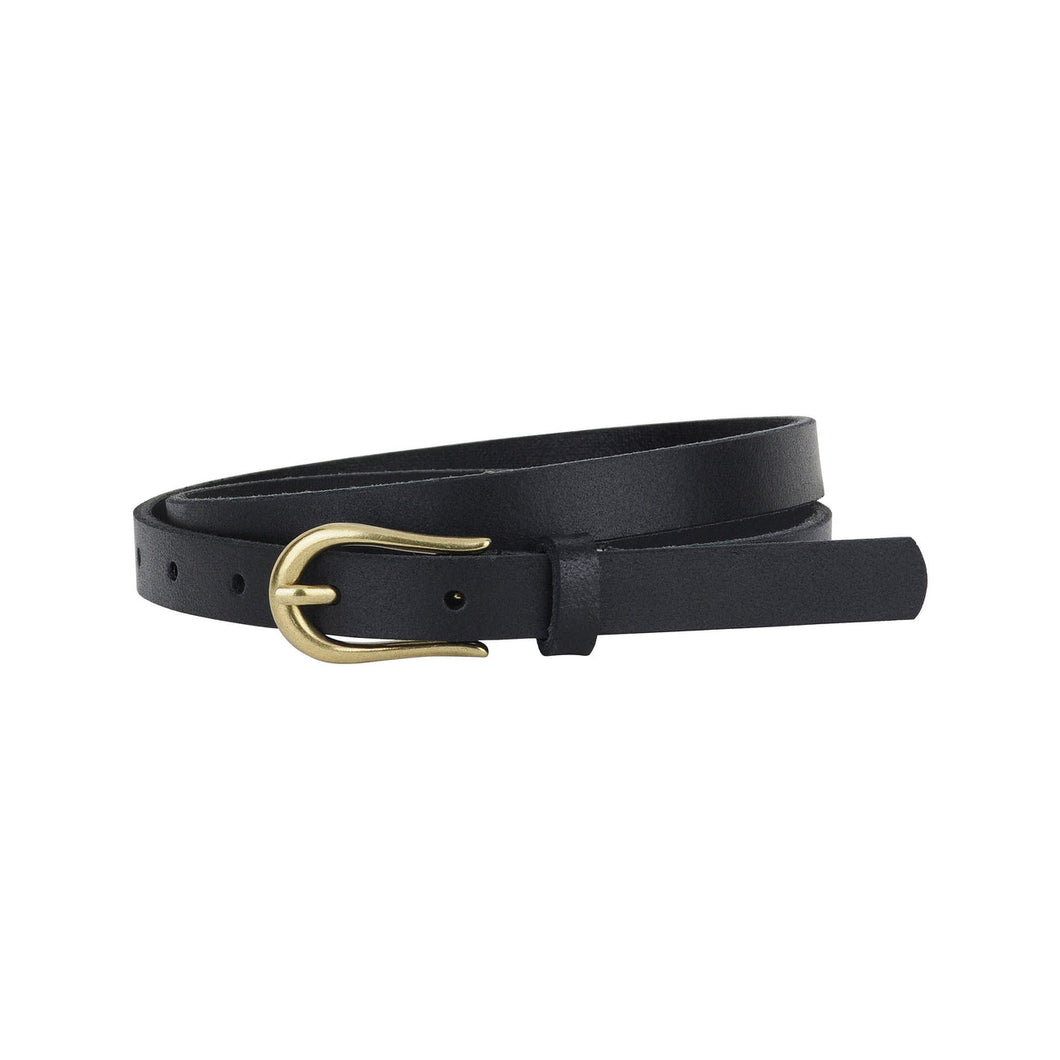 Basic Skinny Leather Belt with Equestrian Buckle (7332765237456)