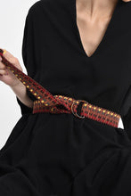 Load image into Gallery viewer, woman is wearing Molly Bracken belt at the waist. The belt is beige. (7724335988944)
