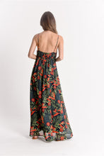 Load image into Gallery viewer, Model wearing navy green red printed maxi dress from Molly Bracken (7724316819664)

